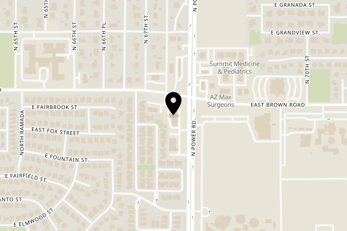 Map showing the location of Dutch Donut Factory on 1152 N Power Rd ste106 in Mesa